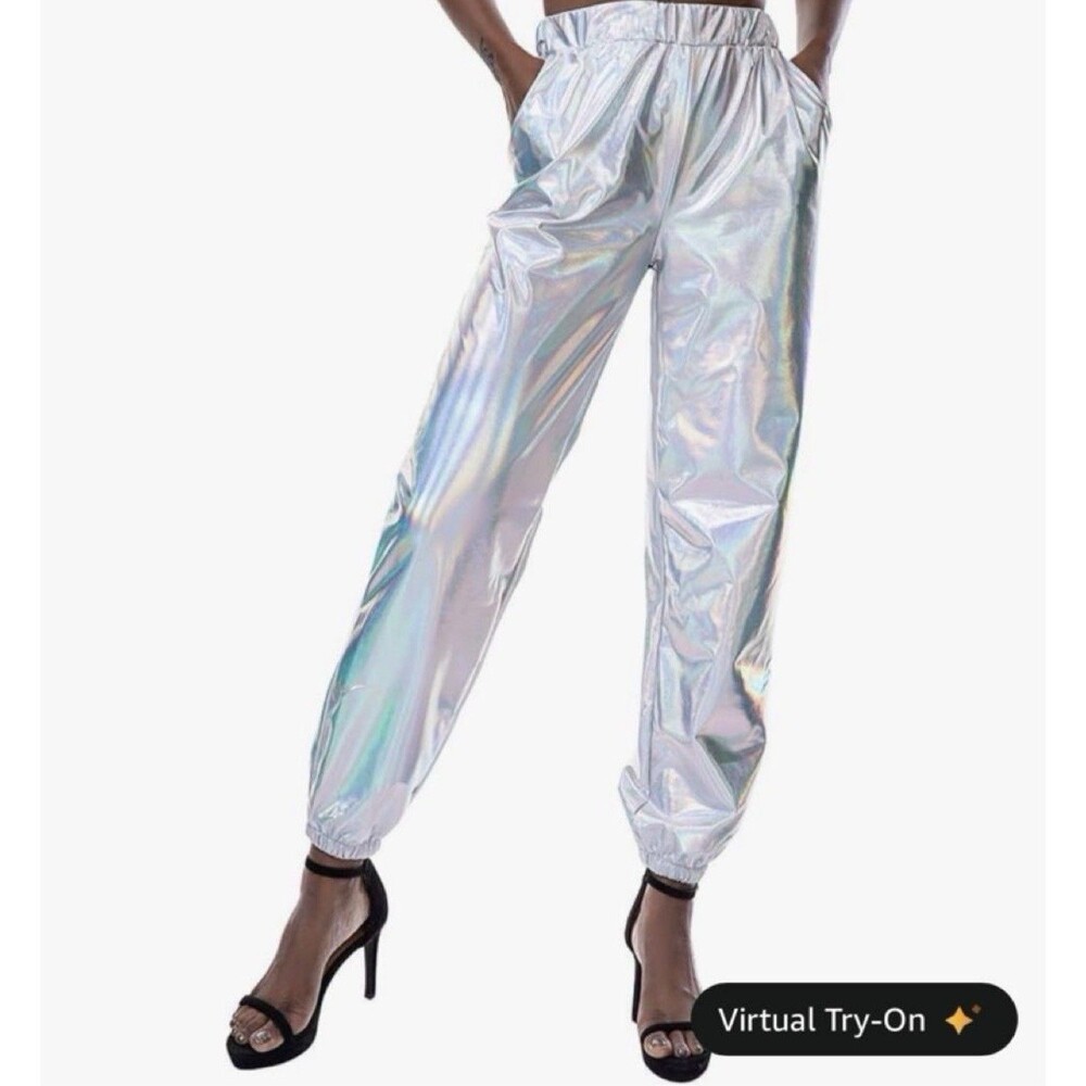 Women’s Disco Silver Pants M NWT